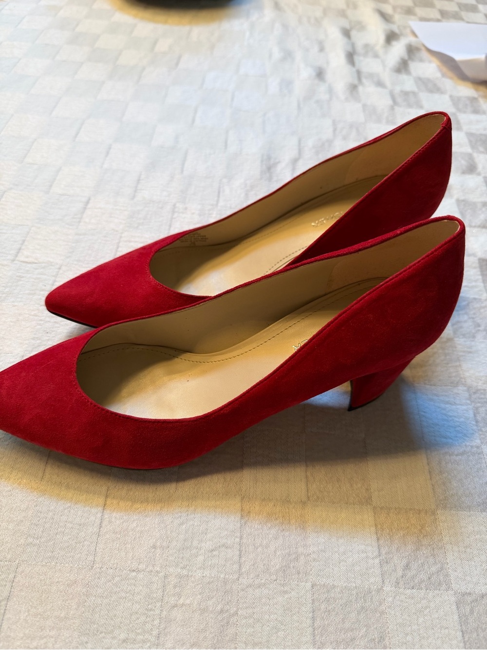 Marc Fisher Rose Red Suede Pointed Toe Block Heels